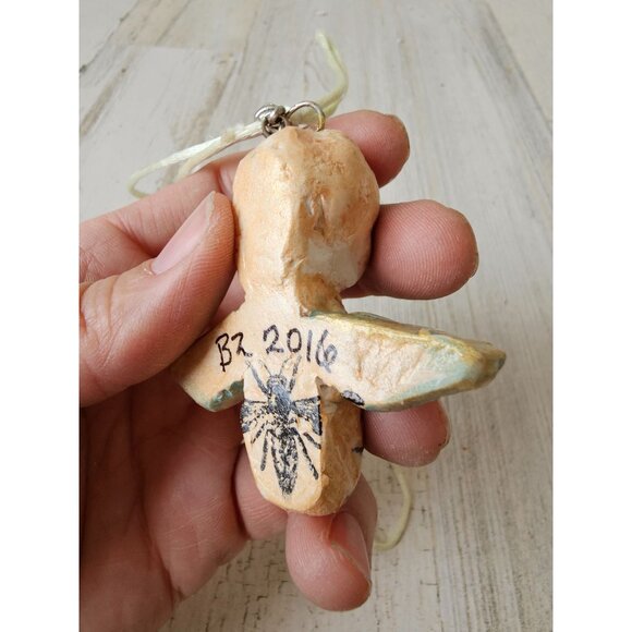 Bee Angel cherub necklace ornament gold glitter BZ Xmas tree - Picture 5 of 10